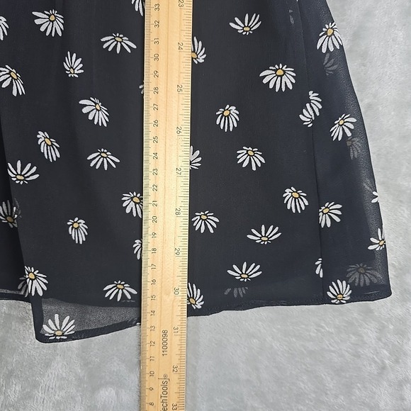 Aritzia Wilfred Daisy Floral Mini Dress 2 Black Grunge Full Button-Front Sheer - Picture 8 of 11